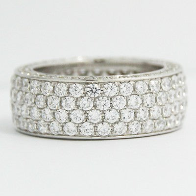 L93807-(7.85mm) Six Row Diamond Eternity Wedding Band 14k White Gold