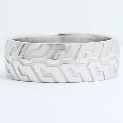 8mm Tire Tread Wedding Band 10k White Gold