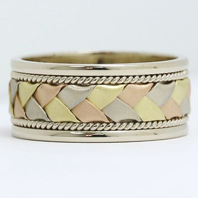 9mm Braided Style Wedding Band in 18k Gold