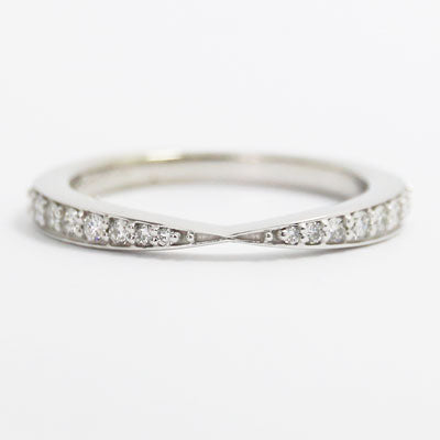 W90000-D 2.4mm Half Eternity Tapered Style Diamond Wedding Band 14k White Gold