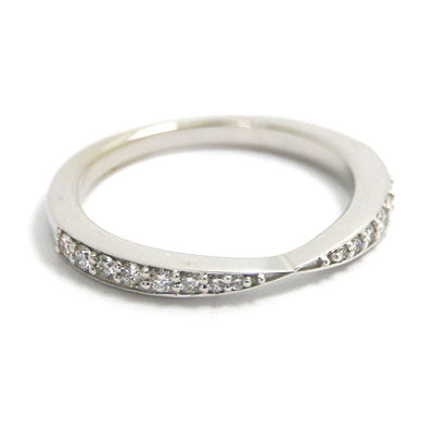 W90000-D 2.4mm Half Eternity Tapered Style Diamond Wedding Band 14k White Gold