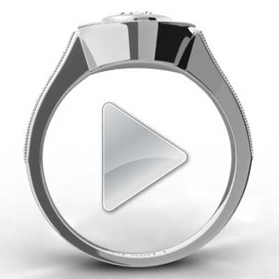 Bezel Setting Halo Top Pave Engagement Ring 14k White Gold E93599-1