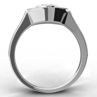 Bezel Halo Top Pave Engagement Ring 14k White Gold