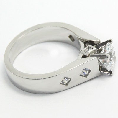Bezel Set Princess Cut Engagement Ring 14k White Gold