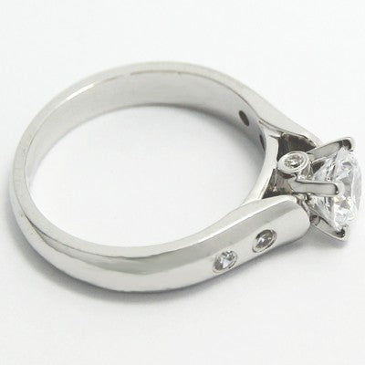 Bezel Set Side Diamond Engagement Ring 14k White Gold