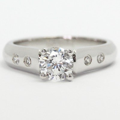 Bezel Set Side Diamonds Engagement Ring 14k White Gold E93313