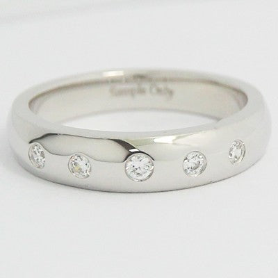 3.9-4.5mm Bezel Set Side Diamonds Wedding Band 14k White Gold W93313