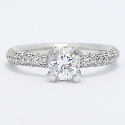 Cathedral Pave Set Diamond Engagement Ring 14k White Gold E93643