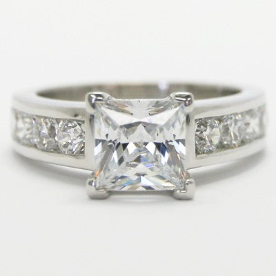 Cathedral Set Princess Cut Diamond Engagement Ring 14k White Gold E93788