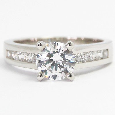 Channel Set Diamond Engagement Ring 14k White Gold