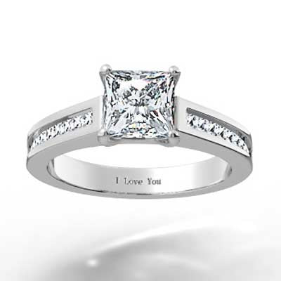Channel Set Diamond Ring 14k White Gold