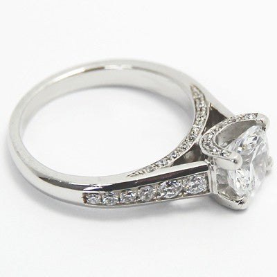 Channel Set Diamond Ring with Pave Accents 14k White Gold E93767