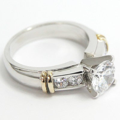 Channel Set Engagement Ring 14k White and Yellow Gold