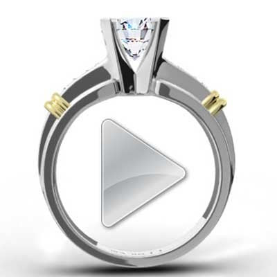 Channel Set Engagement Ring 14k White & Yellow Gold E93310