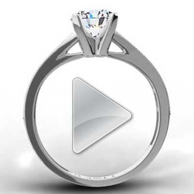 Tapered Channel Set Engagement Ring 14k White Gold