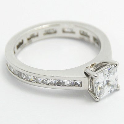 Channel Set Eternity Diamond Engagement Ring 14k White Gold