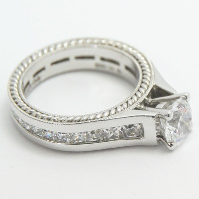 Channel Set Princess Cuts Full Eternity Diamond Ring 14k White Gold