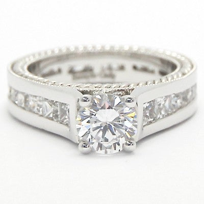 Channel Set Princess Cuts Full Eternity Diamond Ring 14k White Gold E93685