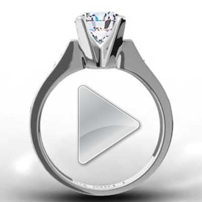 Channel Set Round Brilliant Engagement Ring 14k White Gold E93264