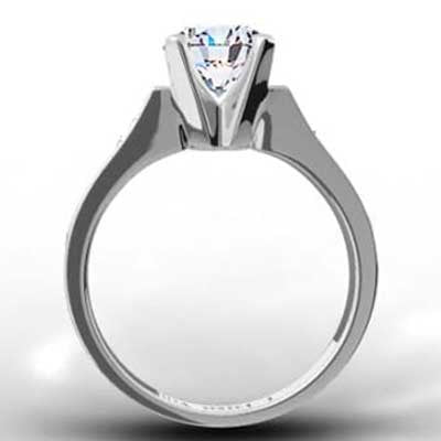 Channel Set Round Brilliant Engagement Ring 14k White Gold E93264