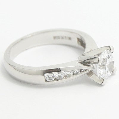 Channel Set Tapered Engagement Ring 14k White Gold