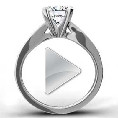 Channel Set Tapered Engagement Ring 14k White Gold
