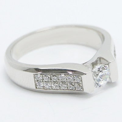 Channel Set Tension Style Engagement Ring 14k White Gold