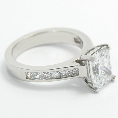 Channel Setting Radiant Cut Diamond Ring 14k White Gold