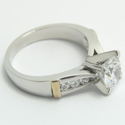 Channel Tapered Engagement Ring 14k White & Yellow Gold E93340