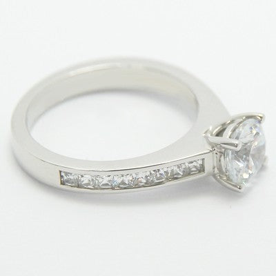 E93990-Classic Channel Princess Cut Diamond Ring 14k White Gold