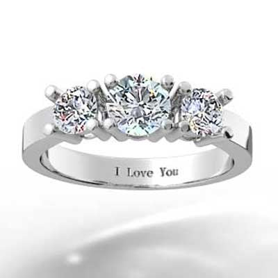 Classic Round Brilliant Cut 3 Stone Engagement Setting 14k White Gold