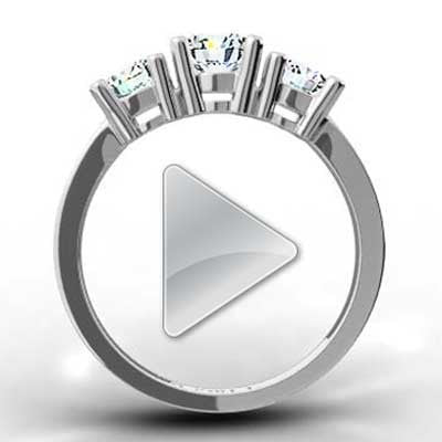 Classic Round Brilliant Cut 3 Stone Engagement Setting 14k White Gold L93302