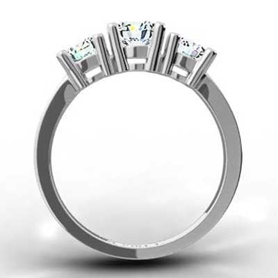 Classic Round Brilliant Cut 3 Stone Engagement Setting 14k White Gold