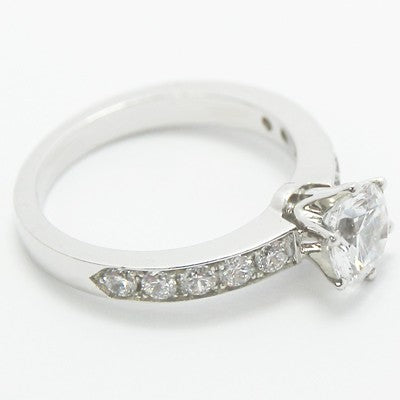 Classic Six Prong & Bead Set Channels 14k White Gold E93623