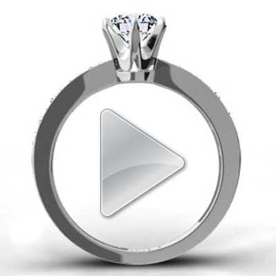 Classic Six Prong & Bead Set Channels 14k White Gold