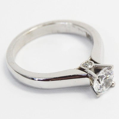 Comfort Fit Diamond Accented Solitaire Ring 14k White Gold