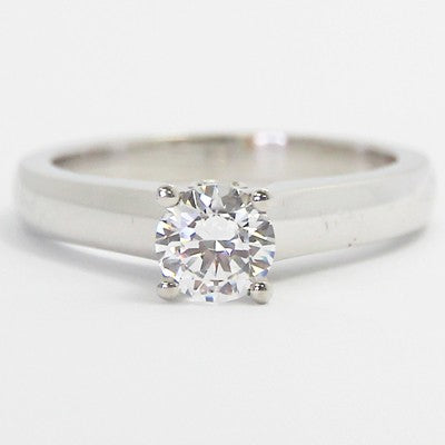 Comfort Fit Diamond Accented Solitaire Ring 14k White Gold MS1000