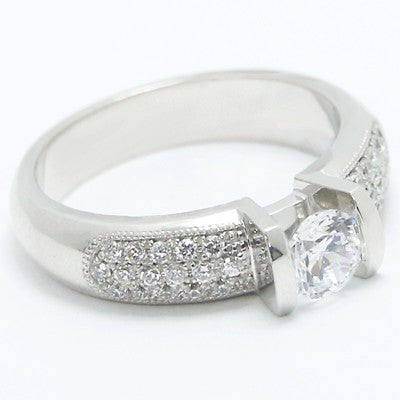Comfort Fit with Pave Accents Tension Setting 14k White Gold E93492