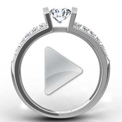 Comfort Fit with Pave Accents Tension Setting 14k White Gold