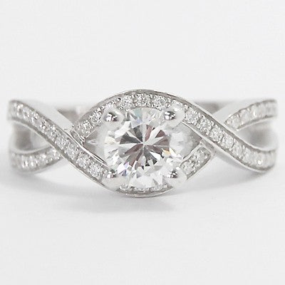 E94144-Criss Cross Diamond Engagement Ring 14k White Gold