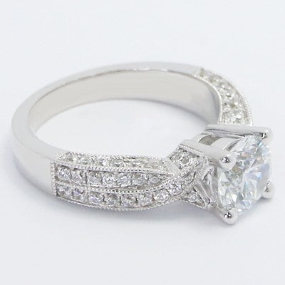 Criss Cross Pave Set Engagement Ring 14k White Gold E93578