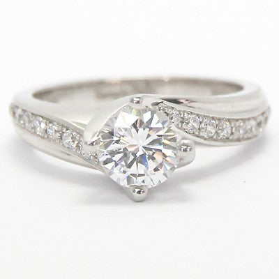 E93664-1-Curved Diamond Engagement Ring 14k White Gold