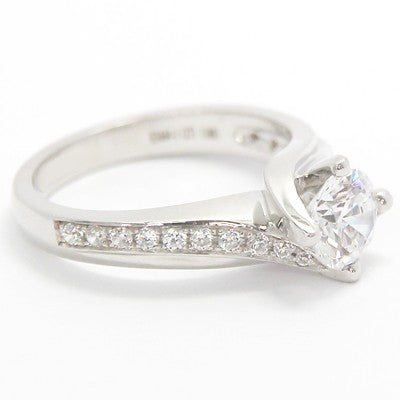 Curved Diamond Engagement Ring 14k White Gold E93664-1