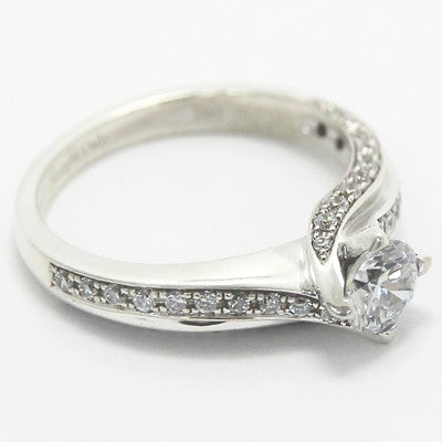 Curved Diamond Engagement Ring 14k White Gold E93665