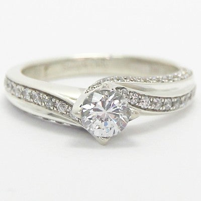 Curved Diamond Engagement Ring 14k White Gold E93665
