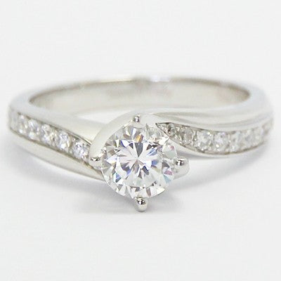Curved Engagement Ring 14k White Gold E93664