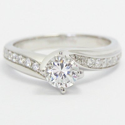 Curved Engagement Ring 14k White Gold
