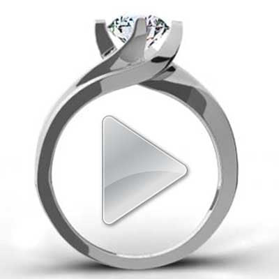 Curved Engagement Ring 14k White Gold