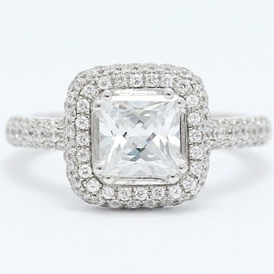 Cushion Shaped Halo for Princess Cut Diamond 14k White Gold E93626