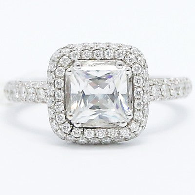 Cushion Shaped Halo for Princess Cut Diamond 18k White Gold E93626-S